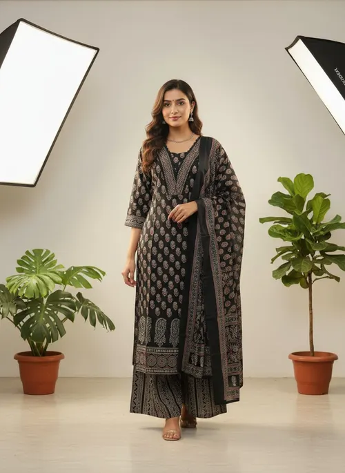  Pure Cotton Indigo kurthi Set